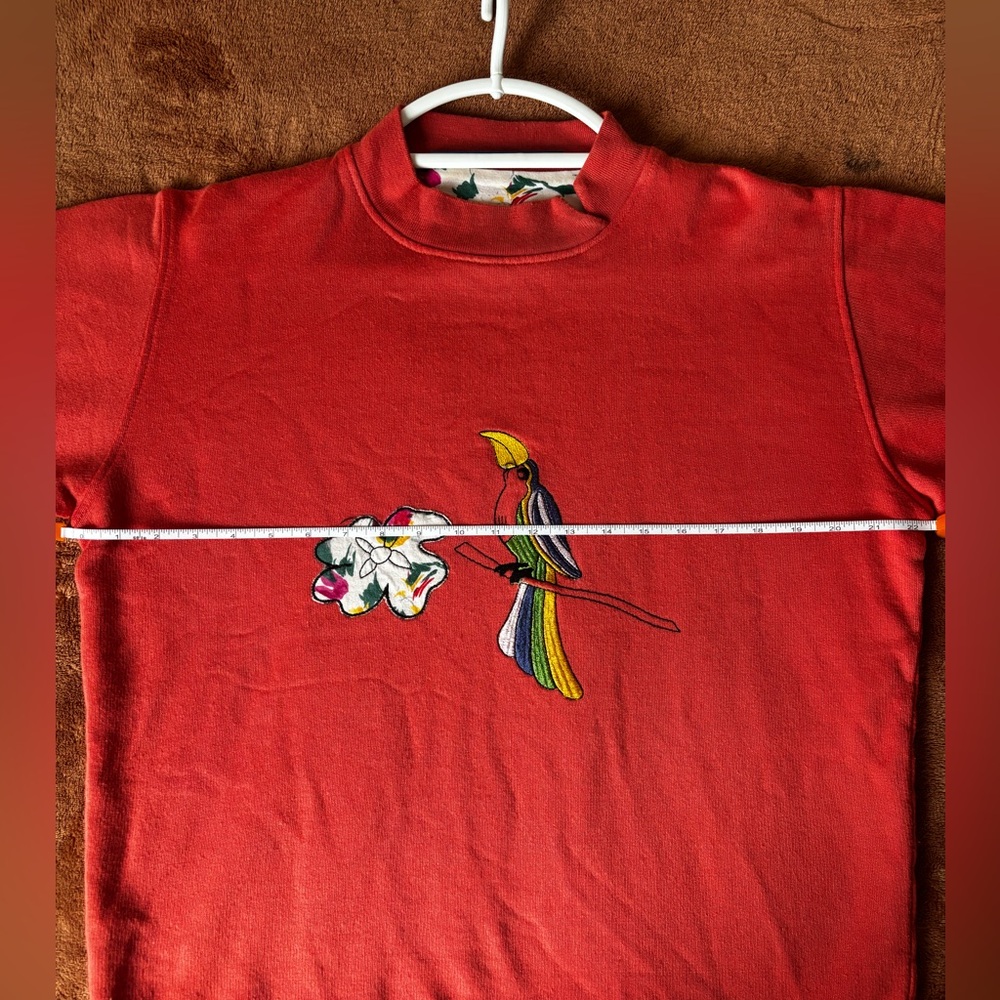 Red Toucan Bird Embroidered Sweatshirt - Picture 8 of 8